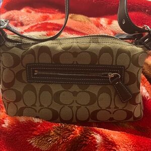 Coach Tan and Brown Signature Shoulder Bag tabby